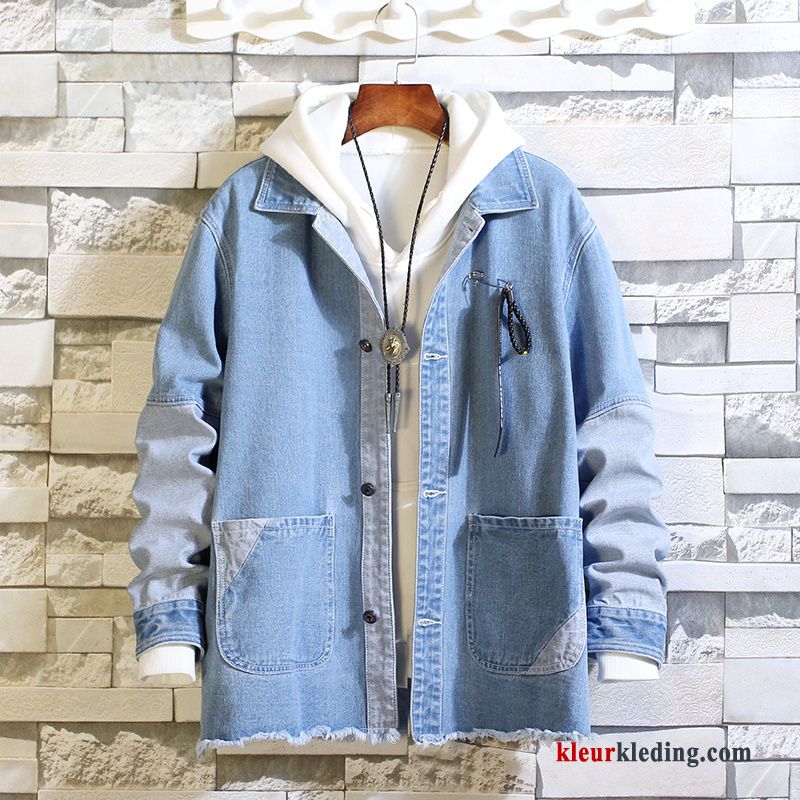 Denim Trend Heren Jas Jack Voorjaar Nieuw Donkerblauw