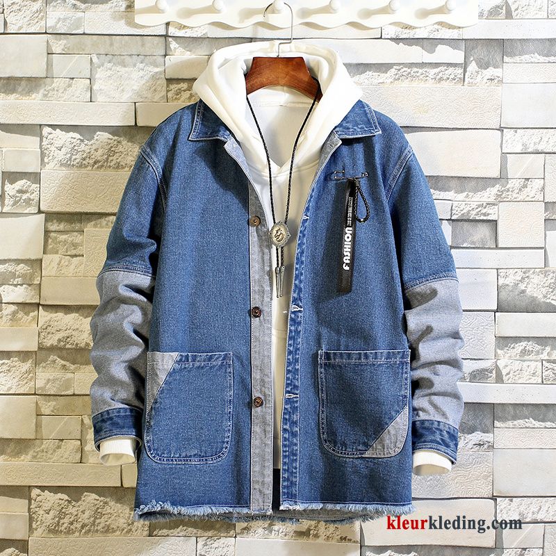 Denim Trend Heren Jas Jack Voorjaar Nieuw Donkerblauw