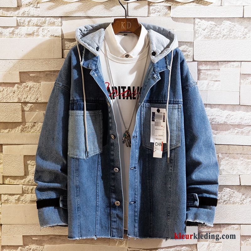 Denim Trend Heren Jas Jack Voorjaar Nieuw Donkerblauw