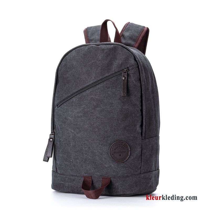 Heren Student Rugzak Reizen Canvas Tas Trend Casual Hout Kaki