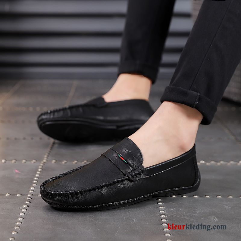 Mocassins Slip On Casual Trend Driver Bootschoenen Leren Schoenen Mannen Mocassin Heren Zwart