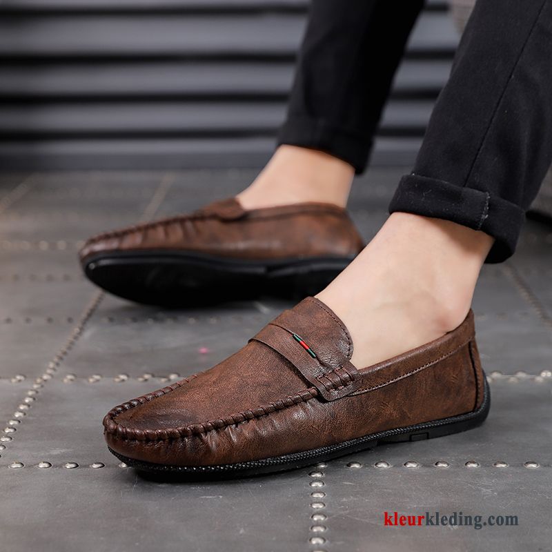 Mocassins Slip On Casual Trend Driver Bootschoenen Leren Schoenen Mannen Mocassin Heren Zwart