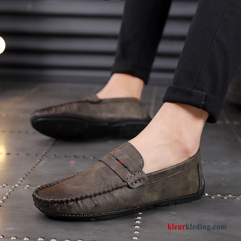 Mocassins Slip On Casual Trend Driver Bootschoenen Leren Schoenen Mannen Mocassin Heren Zwart