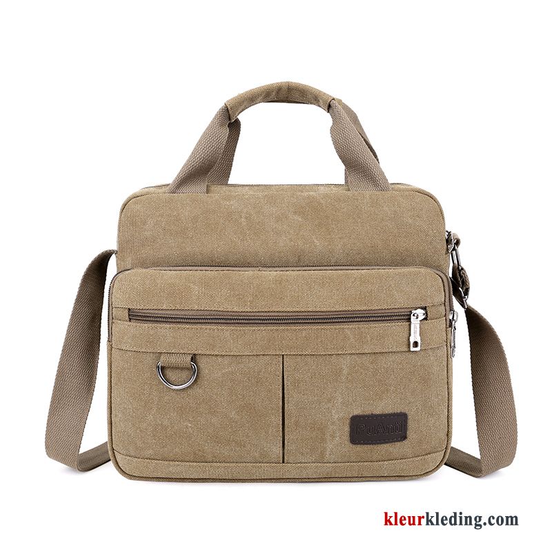 Schoudertas Handtas Aktetas Heren Messenger Tas Casual Business Canvas Bruine