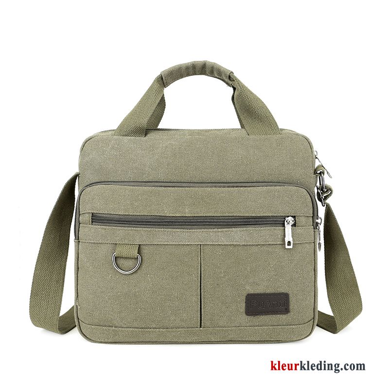 Schoudertas Handtas Aktetas Heren Messenger Tas Casual Business Canvas Bruine